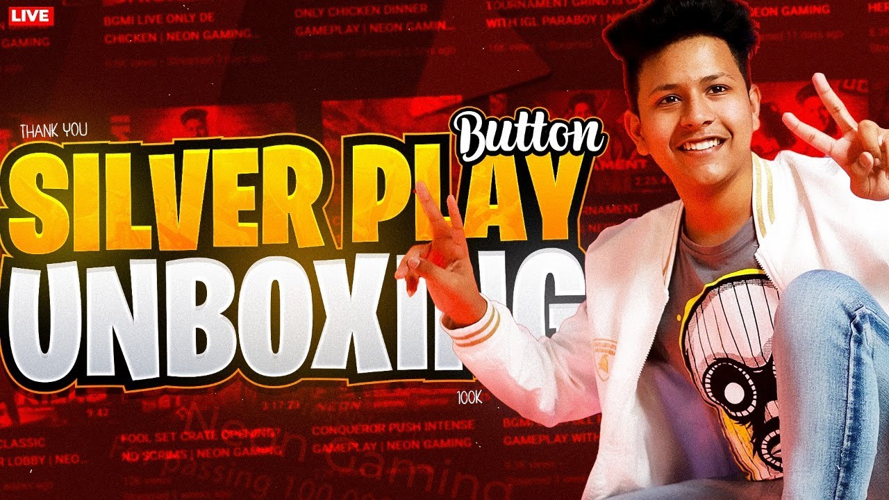SILVER PLAY BUTTON UNBOXING ND BGMI LIVE| NEON GAMING #bgmilive