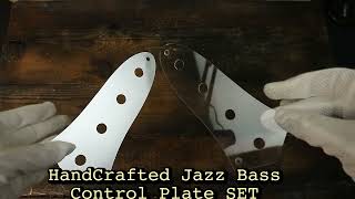 Fender Jazz Bass Control Plate Clear Transparent 3-Hole & Aluminum Shield - SET