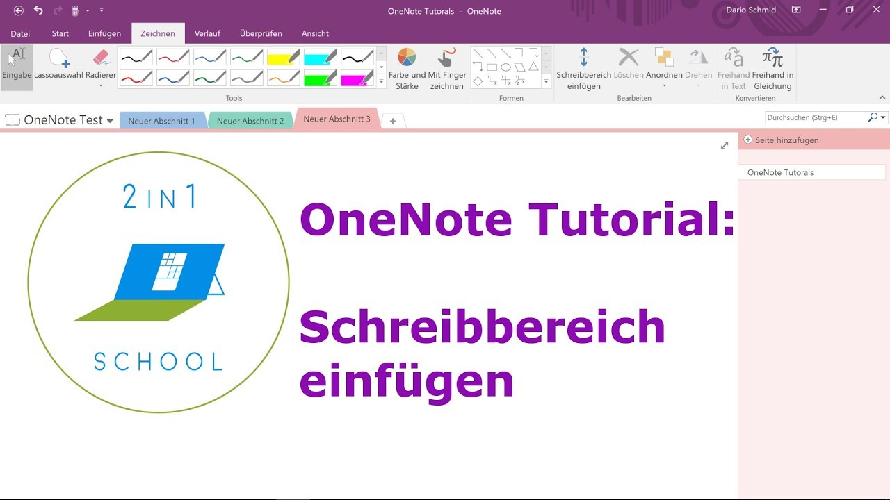 OneNote Tutorial: Schreibbereich einfügen | Tipps & Tricks - YouTube