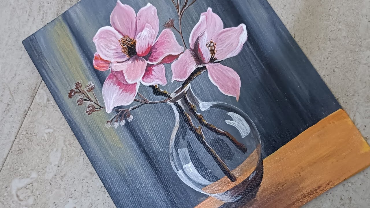 Easy acrylic painting for beginners ll how to paint flowers painting