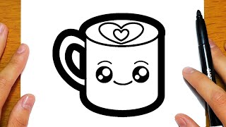 How To Draw A Latte Art Cup | Easy Drawings