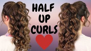 Voluminous half up half down curly hairstyle - hair tutorial