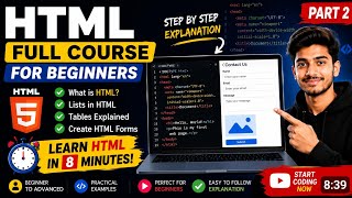 HTML Course Part 2 🔥 Complete Beginner Guide in Hindi | Forms, Tables & Lists@STUDYMANTRAINDIA