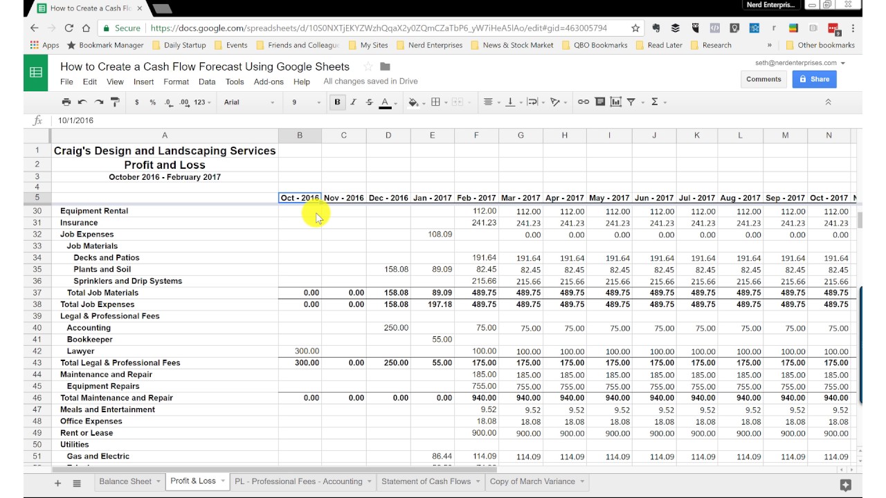 Cash Flow Chart Template