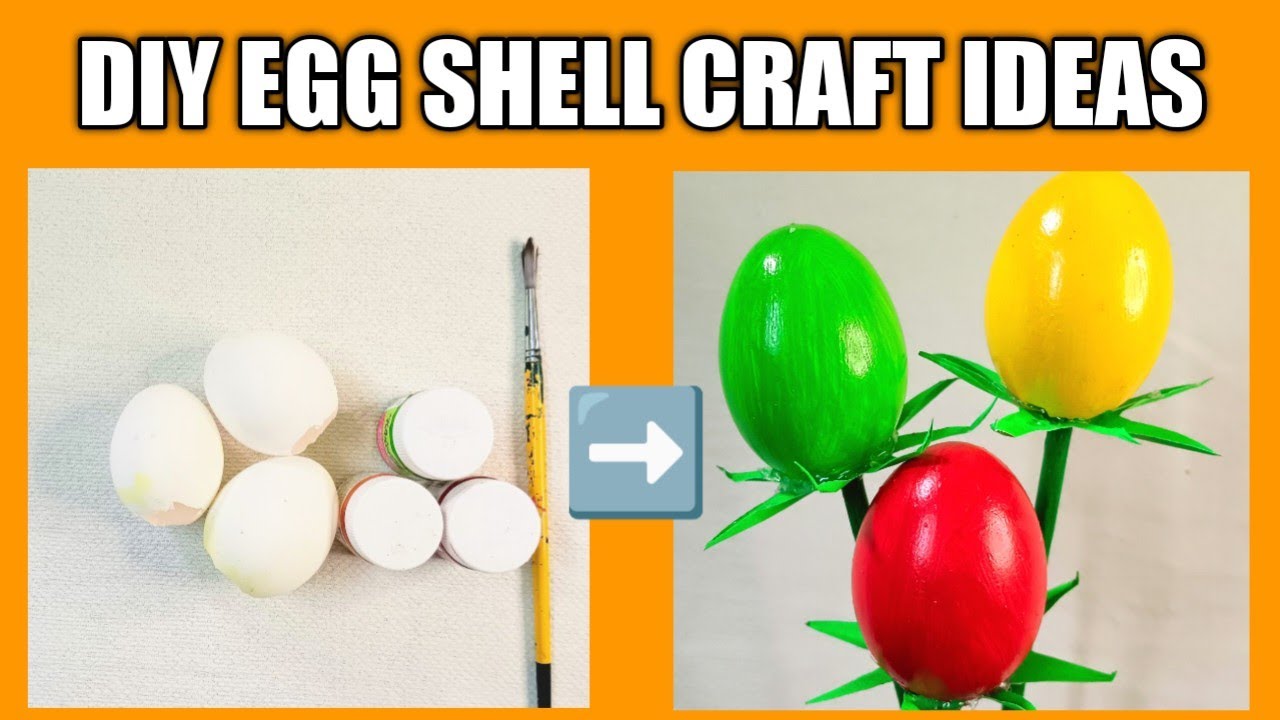 Egg Shell Craft Ideas / Tulip flower making / Egg Shell Painting 