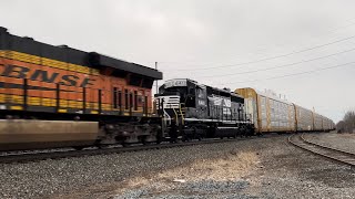 NS 9426 Leads 13Q w/ a BNSF Unit & SD40-3 at Hudson -3/22/2022