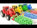 Colors for Children to Learn w Excavator Trucks and Soccer balls - Dump Trucks for Kids