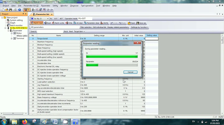 Mitsubishi VFD Parameter Upload FR Configuration