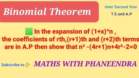 #Binomial Theorem rth,(r+1)th and (r+2)th are in A.P then show that n² -(4r+1)n+4r²-2=0