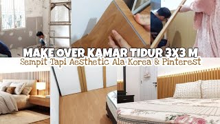 MAKE OVER KAMAR TIDUR 3x3 M ❗️JADI TERLIHAT LUAS & AESTHETIC PAKAI VINYL TACO & DIY HEADBOARD KAYU