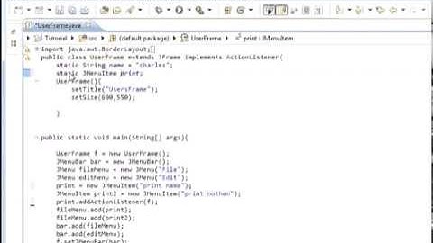 Java programming Lesson 65 GUI : Adding Menu bars, menus and menu items Part 2