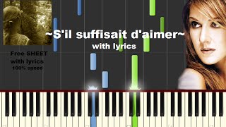 S'il suffisait d'aimer piano tutorial with lyrics FREE sheet chords