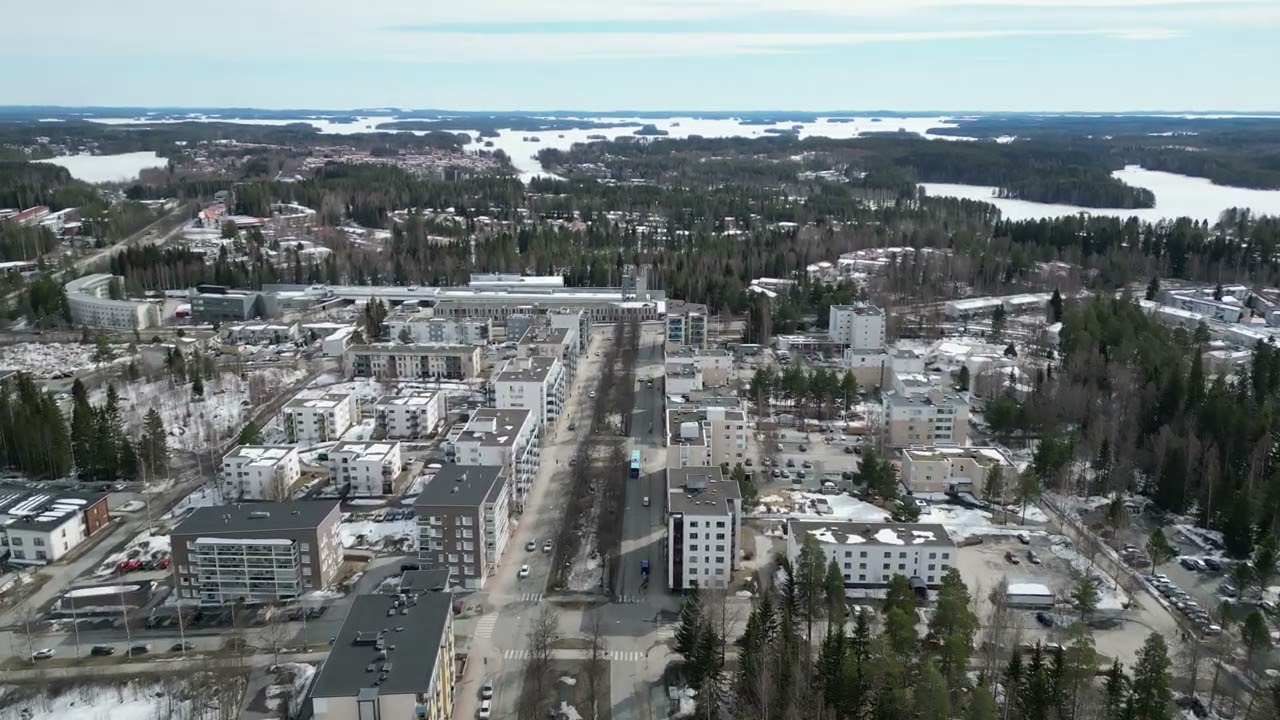 Flying over Southern Kuopio, Petonen citypart, Finland 19.4.23 II