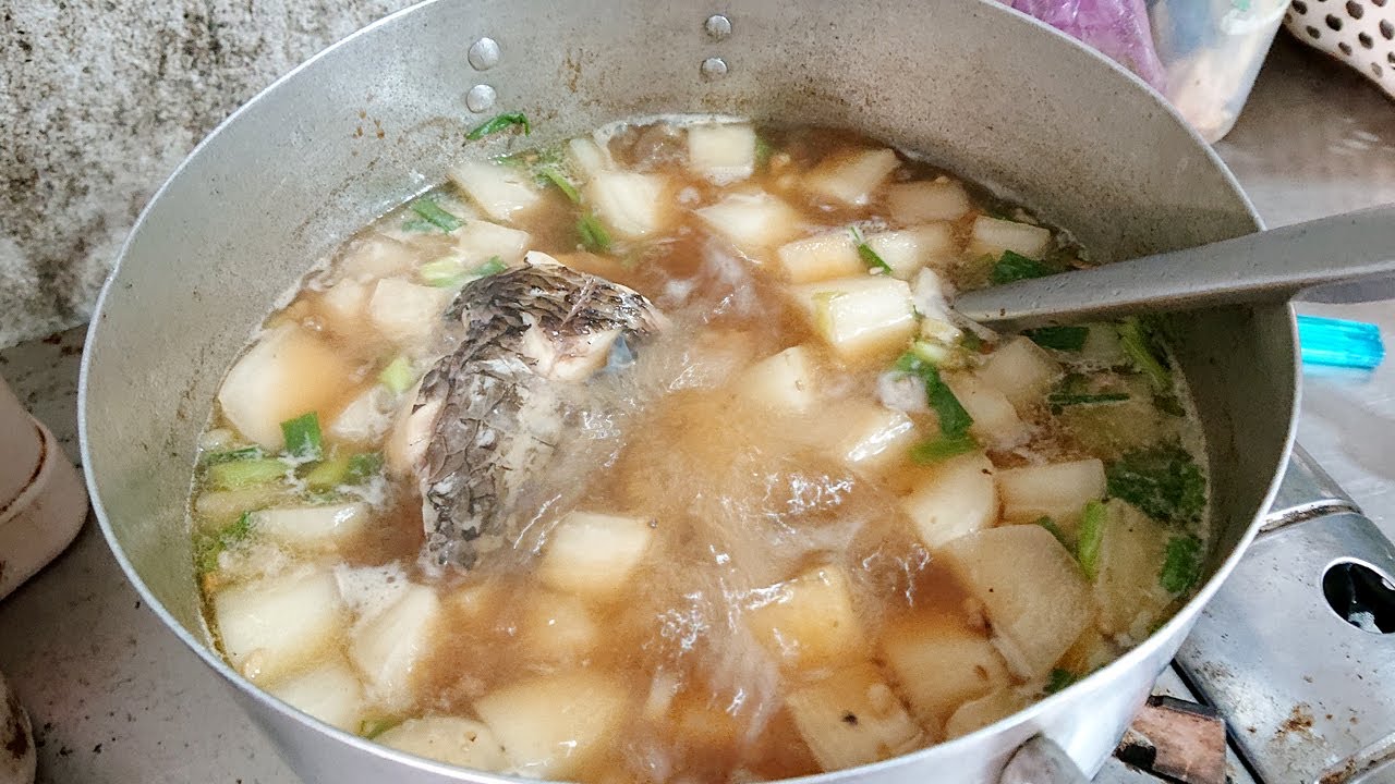 របៀបស្ងោរឆៃថាវជាមួយត្រីរ៉ស់,cook Freshwater fish soup with Mooli, food
