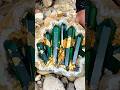 Emerald Green Crystal Geode with Golden Mineral Veins #cryatals #gold #green