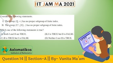 Question 14 | IIT JAM 2021| Section-A | Mathematics | By Vanita Ma