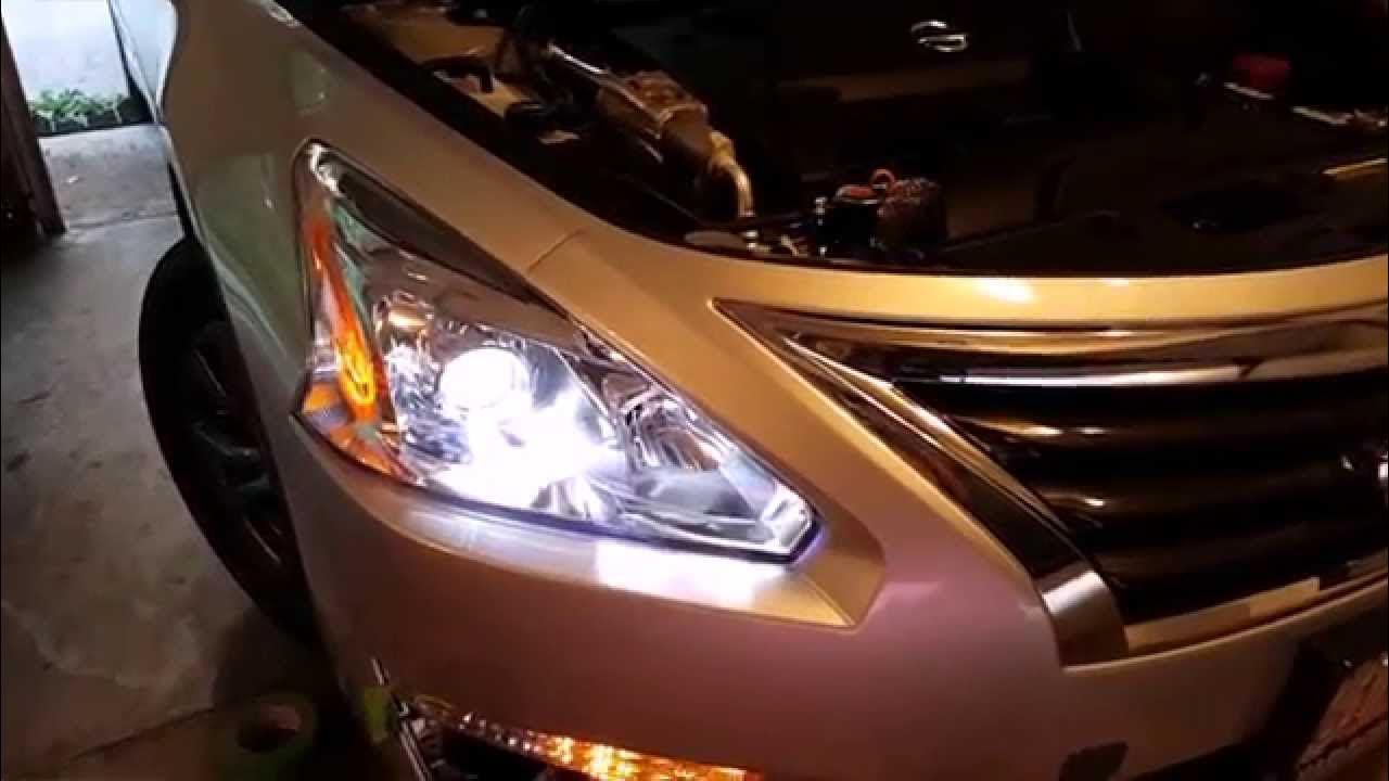 Как снять фару на теане How to install LED bulbs for Nissan Altima headlights 2013, 2014, 2015 L33 Teana