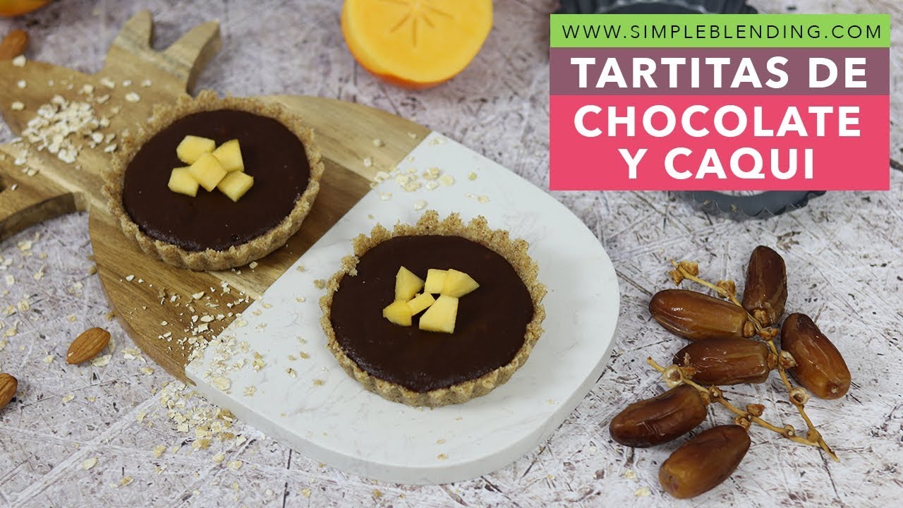 TARTITAS DE CHOCOLATE Y CAQUI | Mini tartas de persimón y cacao | postre saludable