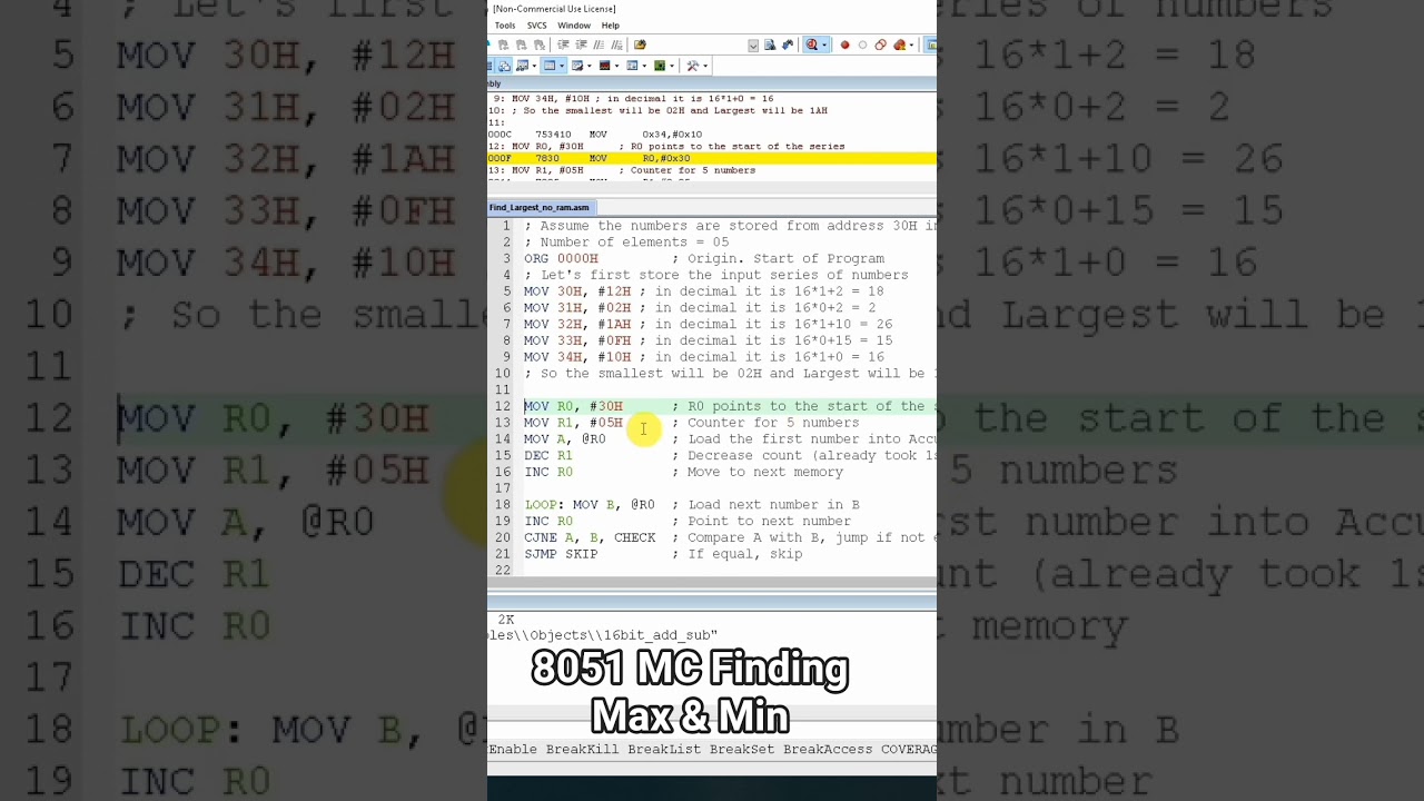 8051 Microcontroller | Finding largest & smallest number | Assembly Programming | KEIL