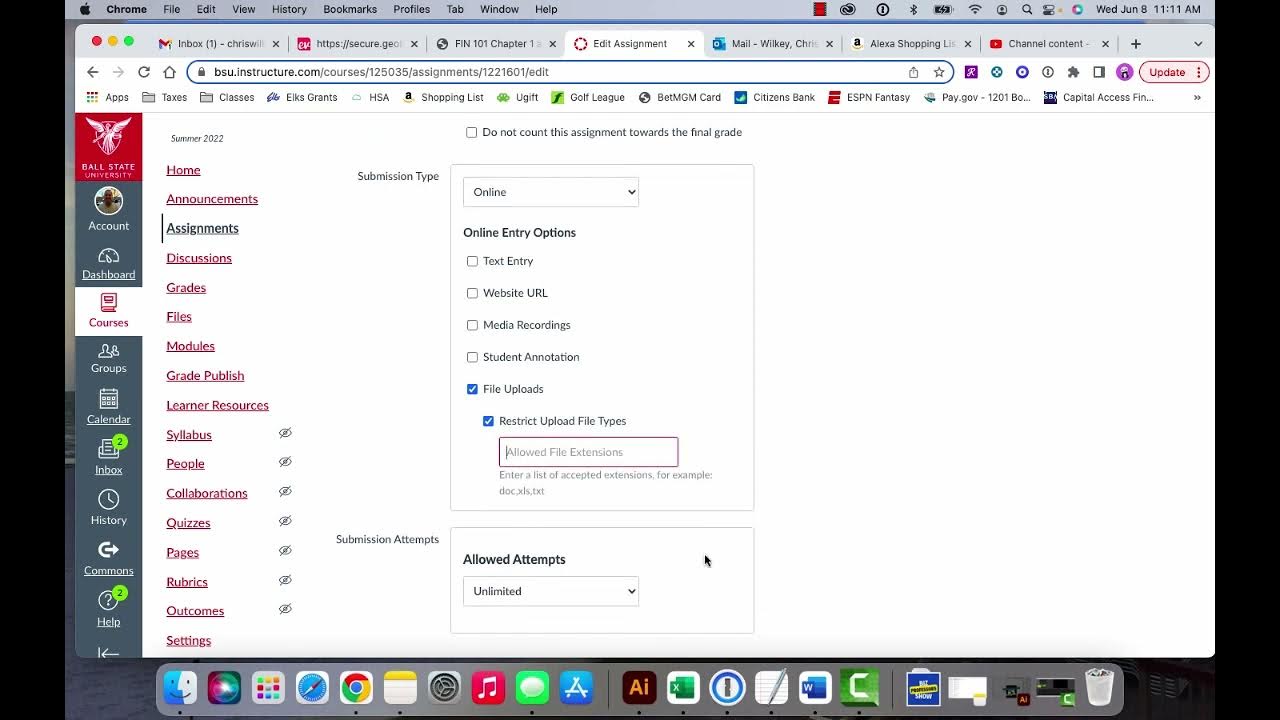 How To Select Canvas Submission Types YouTube