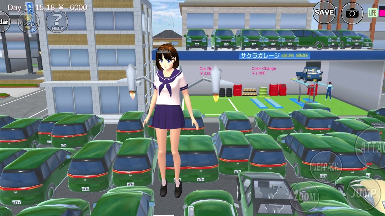 All green cars by girl of Sakura school simulator#games #sakurachannel #sakuraschoolsimulator #sakur