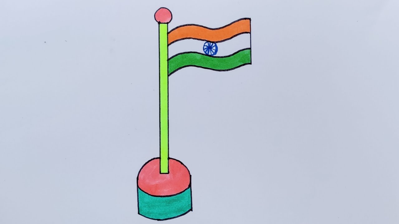 How to draw Indian Flag drawing step by step || Easy Flag drawing and ...