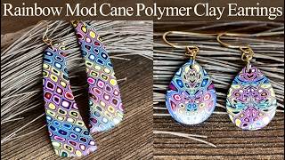 Rainbow Earrings with a Polymer Clay Mod Cane - Bonus Scrap Clay Idea