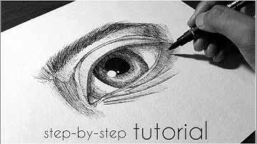 How to draw Eyes using Hatching and Cross Hatching | step-by-step tutorial