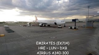 Emirates│Airbus A340-300 - A6-ERN │Harare – Lusaka – Dubai│Full Flight (HD)