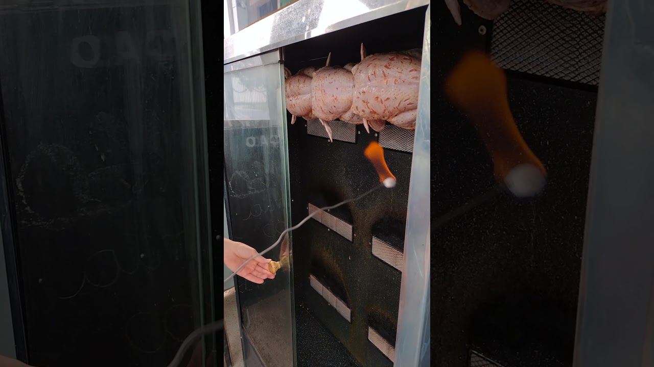 Como ligar e acender a máquina de assar Frango.