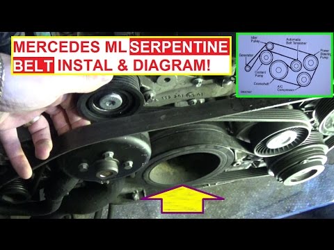Serpentine Belt Replacement Install and Belt Diagram Mercedes W163 ML320 ML430 ML500 ML350