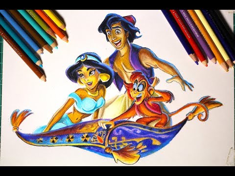 drawing-aladdin,-jasmine-and-abu-(cartoon)