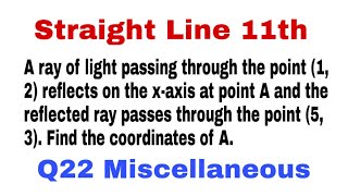 Misc Q22 A ray of light passing through the point (1, 2) reflects on the x-axis at point A and the….