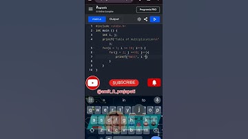 Table of Multiplication in C Language using for loop @CsWithAk #codmobile#explore#trending