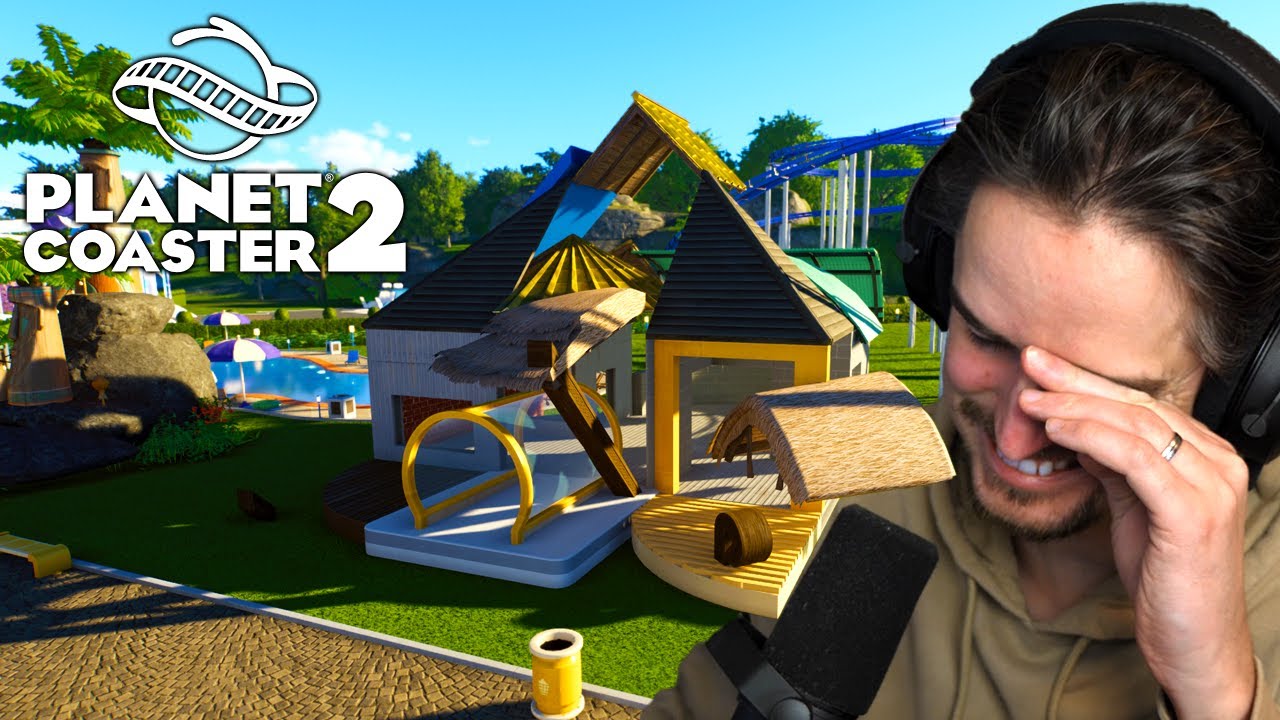 Volwassen man verliest zijn geduld met bouwen in Planet Coaster 2