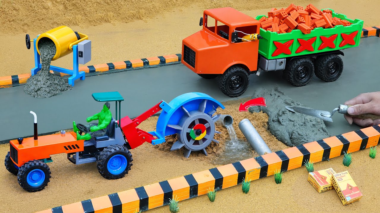 Mini Tractor Concrete Road Project 🚜 | DIY Machinery Water System Build