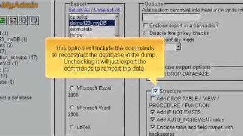 Exporting a MySQL Database via phpMyAdmin