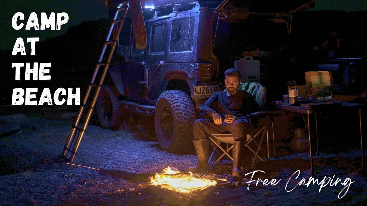 Beach Camping and Fishing New Zealand in Jeep Wrangler