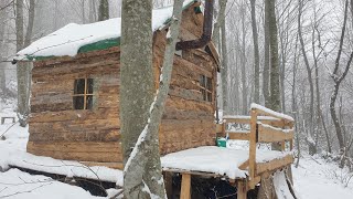 Dağ Evinde Kar.doğada Tek Başına Dağ Evi. 72.Bölüm Solo Bushcraft Camp Karda Kamp Yapmak Kış Kampı