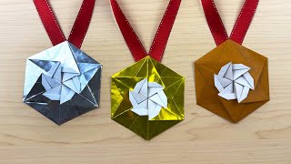 折り紙】メダル🥇簡単・可愛い・1枚で折れる！ How to make a Paper