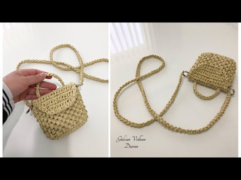 Easy Crochet Mini Bag - DIY- Rafya İp İle Örgü Mini Çanta Yapımı