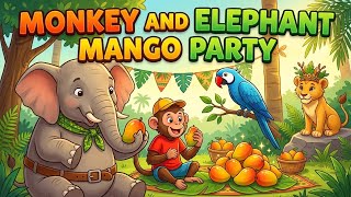 Monkey 🙊 and Elephant 🐘 mango party | nursery rhymes | happy toons