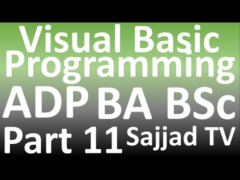ADP || Associate Degree Program || VB || Visual Basic Programs || BSc BA || Compute Science Part 11