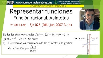 Representación gráfica. Función racional. Asíntotas. CCNN2 025. PAU jun 2007 3.1a. José Jaime Mas
