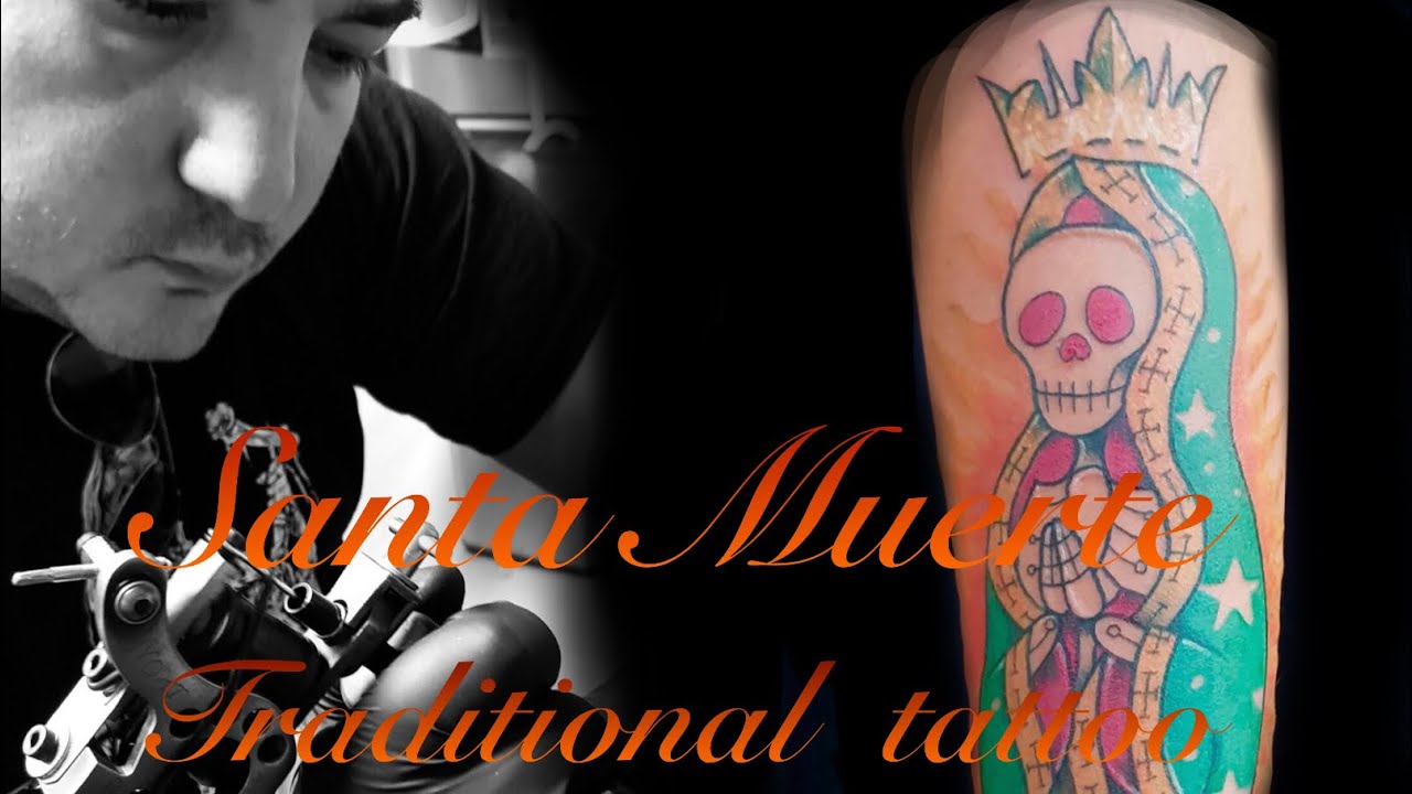 Traditional Santa Muerte tattoo Time lapse vidéo - YouTube