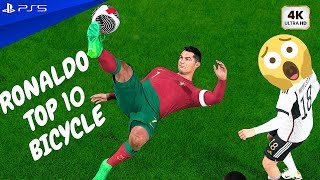 EA SPORTS FC 24 - Top 10 Unbelievable Bicycle Kick Goals by Cristiano Ronaldo - PS5 4K