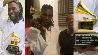 Burna Boy Grammy Award Finally Gets Delivered to Him, his Reaction is Priceless..