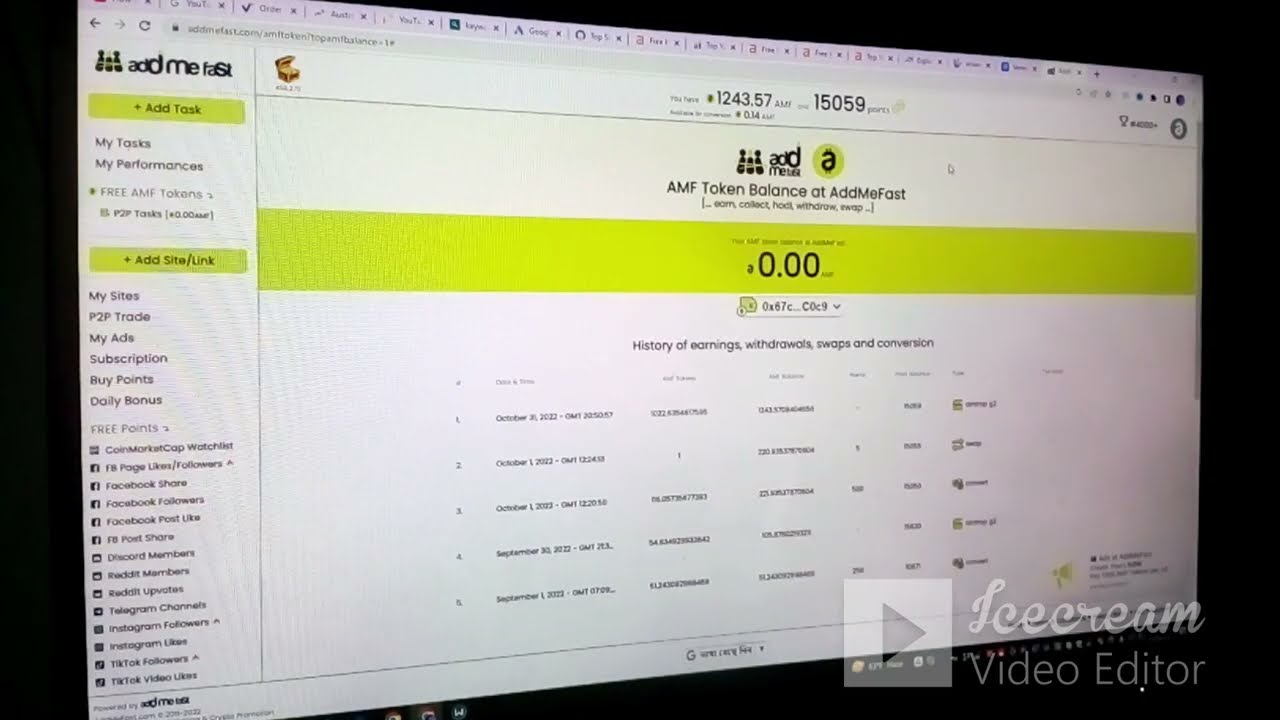 Withdrawing AMF token from addmefast