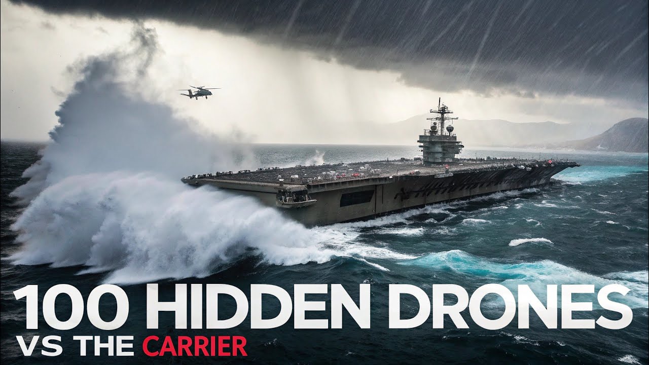100 Hidden Iranian Drones vs US Aircraft Carrier — Kamikaze Swarm Explained!