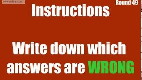 Round 49 - www.m4ths.com Challenge Higher GCSE B Grade Target Quiz - Non Calculator - Common Errors